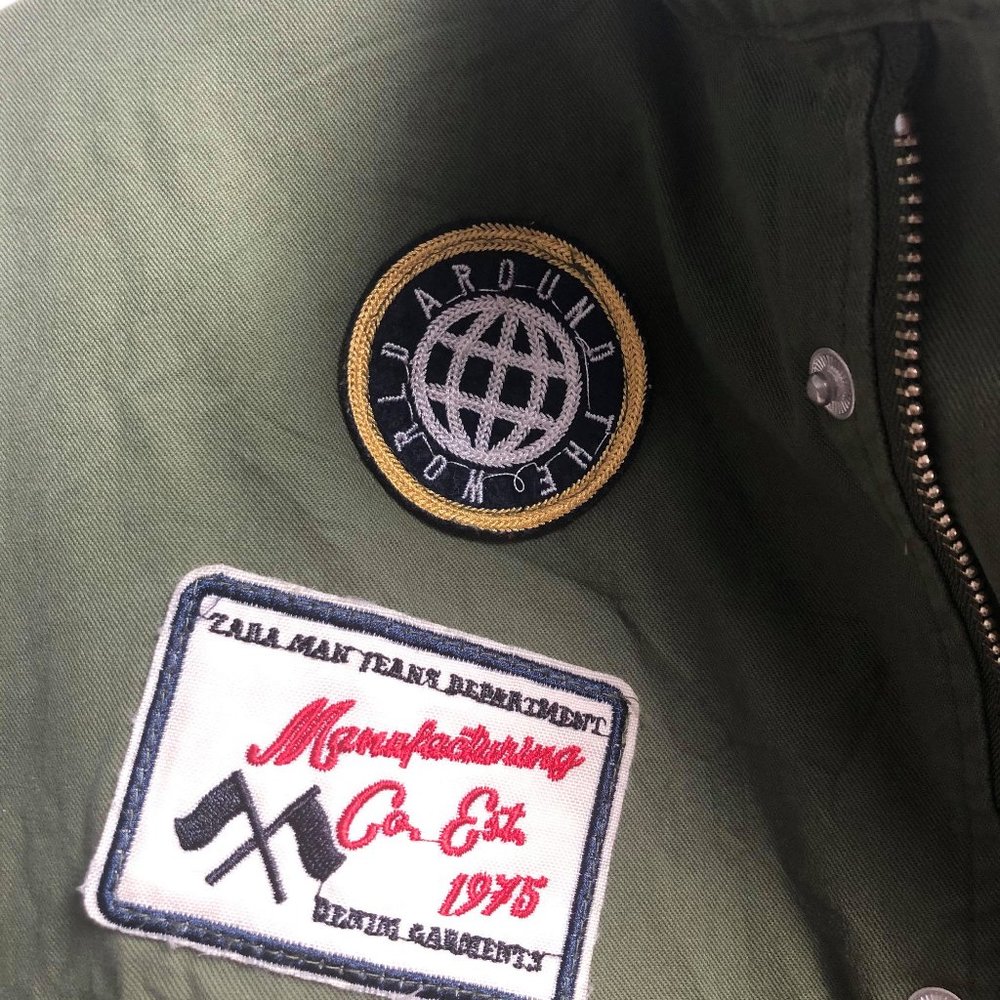 ZARA Womens Army Green Sticker Jacket - Picture 6 of 10